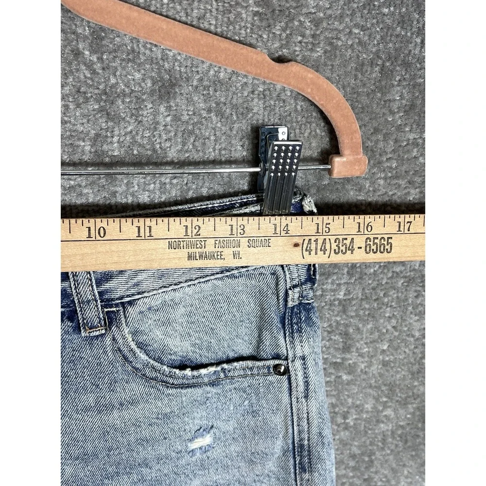 We The Free Baggy Tomboy Jean Shorts Womens Size 24 Blue Distressed Button Fly